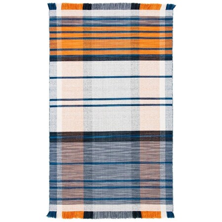 Safavieh 9 x 12 ft. Striped Kilim Flat Weave Rectangle Area Rug Orange & Blue STK702P-9